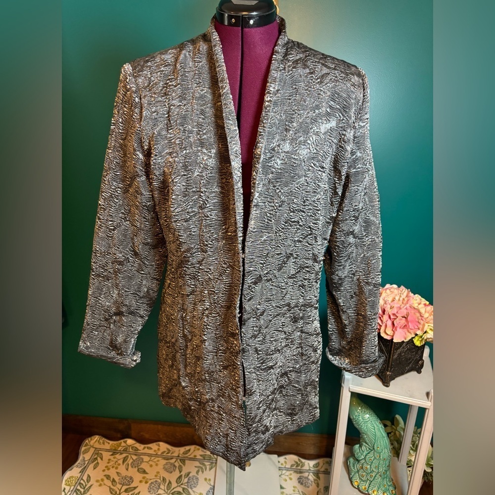 Erin London Gray Blazer with Relaxed Fit and Open Front